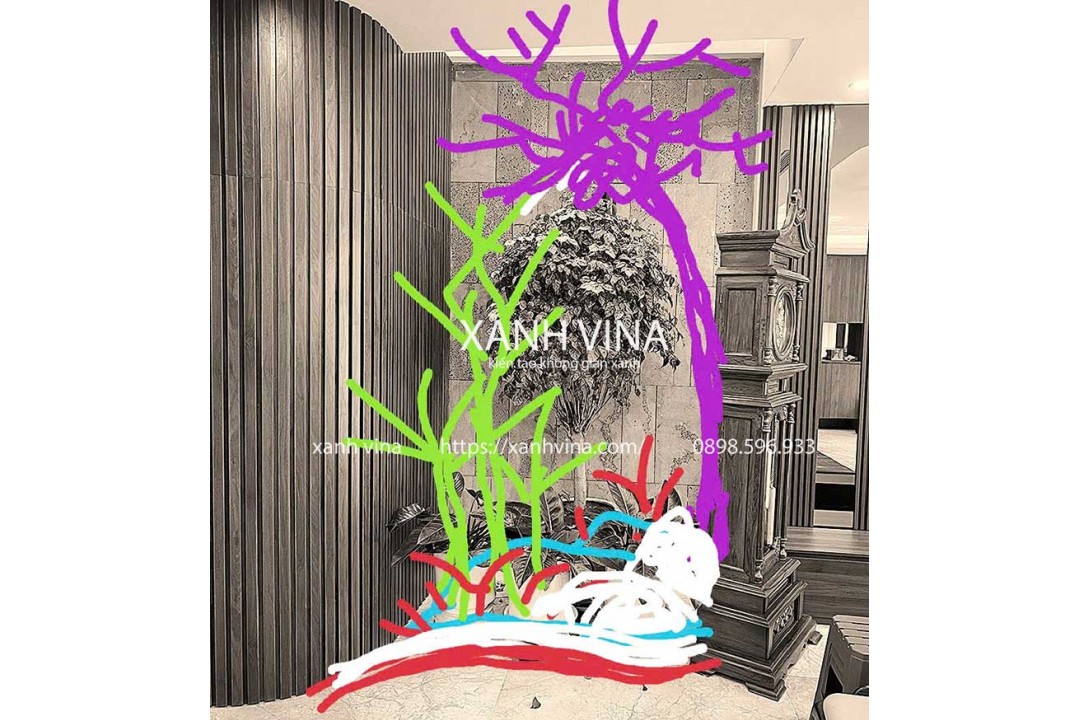 Thi công tiểu cảnh cây giả tại công trình nhà anh Thanh – Lê Trọng Tấn, Hà Đông